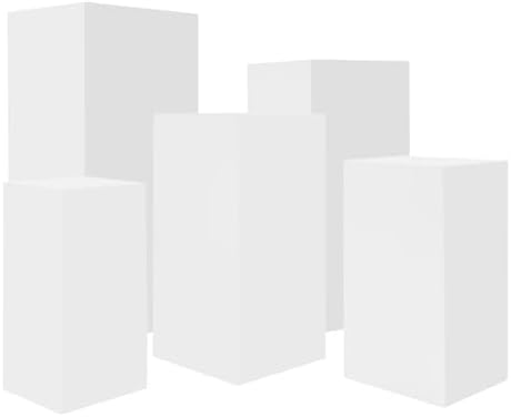 5PCS Metal Square Pedestal Stand White Display Stands for Parties