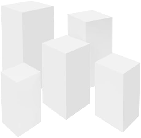 5PCS Metal Square Pedestal Stand White Display Stands for Parties