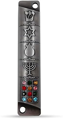 Set of 2 Pewter Mezuzah Cases with Scroll for Door Frame