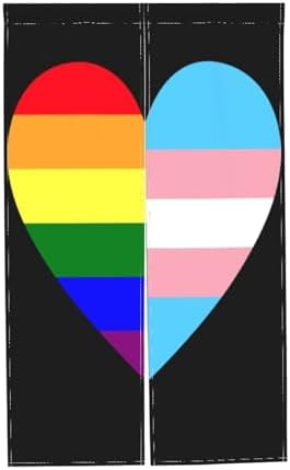 Rainbow Transgender Pride Flag Heart Door Curtain