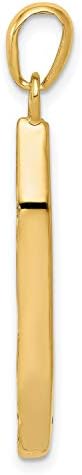 14k Two-Tone Yellow Gold Mezuzah Pendant 38mm x 9mm