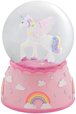 Elanze Designs Unicorn Rainbows Musical Snow Globe Decor