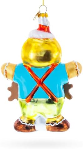 Jolly Gingerbread Man Blown Glass Ornament