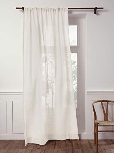 Solino Home Flax Linen Sheer Curtain 45 Inch Panel Ivory
