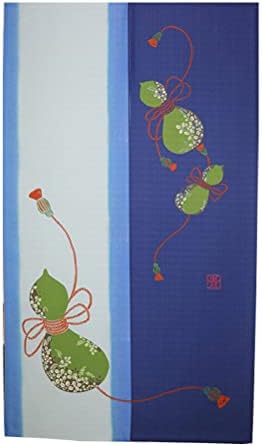 Japanese Noren Door Curtain with Wealth Gourds Blue 335 x 591
