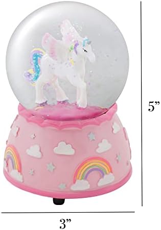 Elanze Designs Unicorn Rainbows Musical Snow Globe Decor