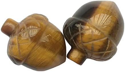2 Pcs Natural Tigers Eye Pocket Hazelnut Figurine Decor Stones
