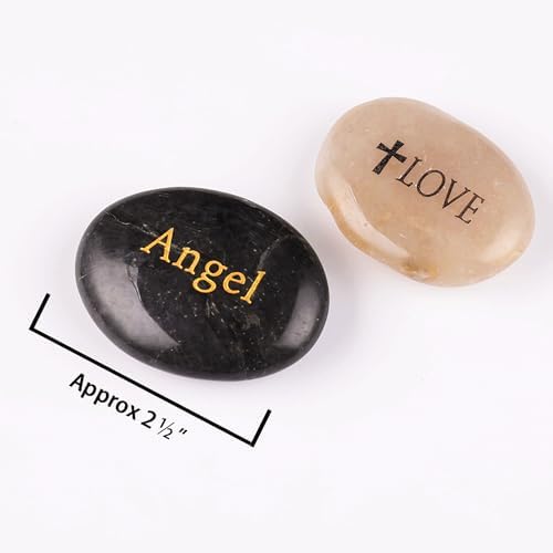 50PCS Engraved Guardian Angel Stones for Hope and Serenity