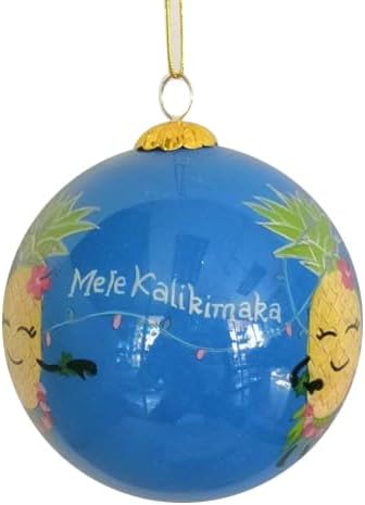 Hand Painted Mele Kalikimaka Pineapple Hula Dancer Christmas Light Ornament