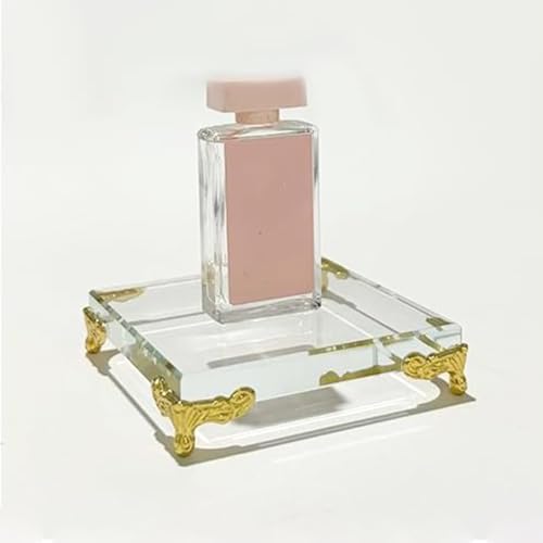 Teensery Crystal Square Display Base with Gold Feet