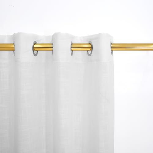 White Sheer Curtains 80 Inch Farmhouse Style 2 Panels Grommet Top