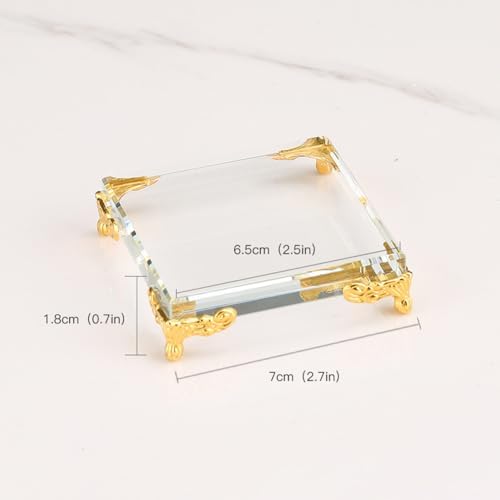 Teensery Crystal Square Display Base with Gold Feet