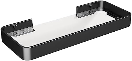 Danpoo 12 Inch Wall Shelf with Matte Black Aluminum Frame