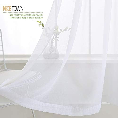 NICETOWN Sheer Curtain Panels for Dining Room 2 Panels White 55x72 Inches
