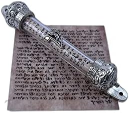 Mezuzah Glass Door Silver Judaism Prayer from Jerusalem Non Kosher Scroll 1