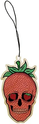 Fruit Skullz - Strawberry 3D Printed Wooden Car Mirror Dangler