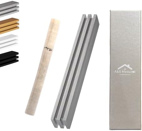 AS Aluminum Mezuzah Case with Scroll - Adi Sidler Design - Silver 6 Inches