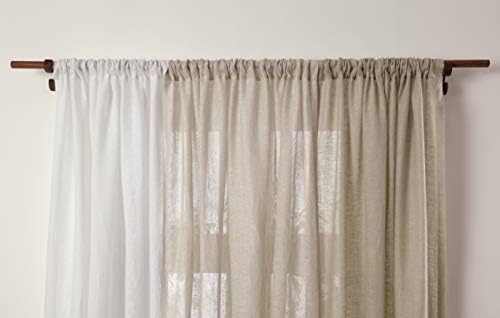 Solino Home Flax Linen Sheer Curtain 45 Inch Panel