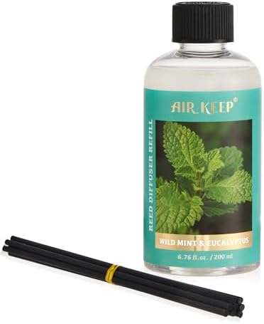 Airkeep Reed Diffuser Oil Refill with Sticks Wild Mint Eucalyptus