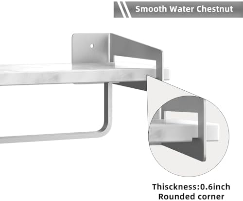 Marble Bathroom Wall Shelf with Towel Bar Silver