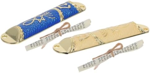 LUOZZY 2 Piece Metal Mezuzah Set with Scrolls