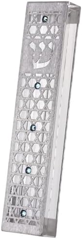 Large Acrylic Steel Mezuzah Case Azure Magen David