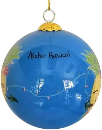 Hand Painted Mele Kalikimaka Pineapple Hula Dancer Christmas Light Ornament