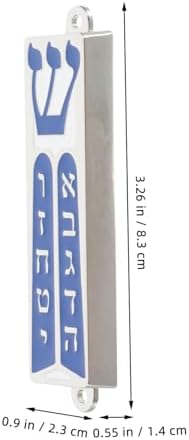 Jewish Mezuzah Door Blessing Scroll with Blue Enamel Design