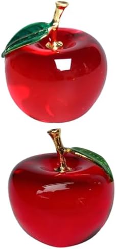 2pcs Crystal Faux Apple Decor for Home Office