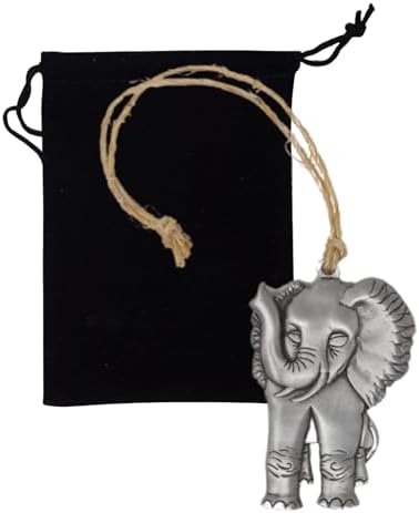 Happy Elephant Pewter Window Hanging Ornament with Satin Finish