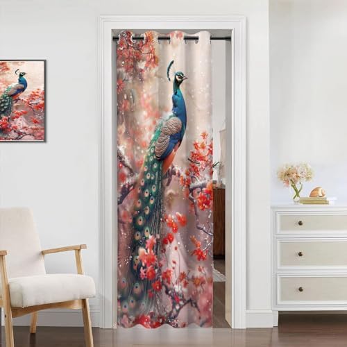 Beautiful Peacock Door Curtain 34x80 Inches 1 Panel