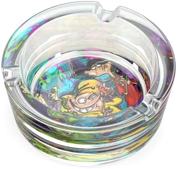 Cute Glass Ashtray with Cartoon Design Yellow