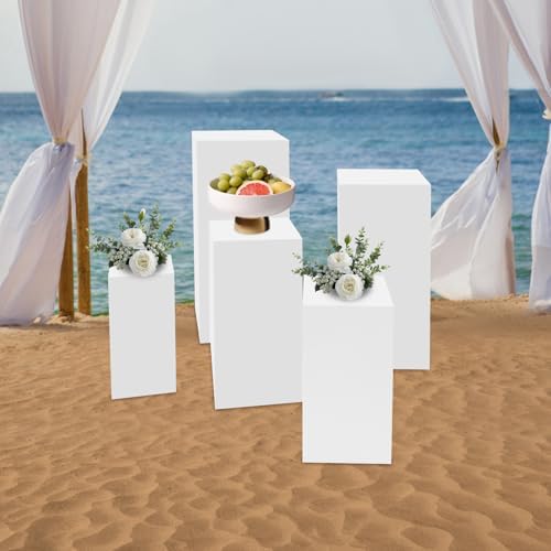 5 Piece Square Pedestal Stand Set for Wedding Displays