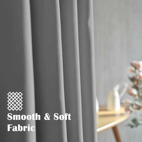 Grey Blackout Curtains for Bedroom 2 Panels Set
