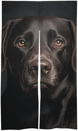 Black Lab Door Curtain Panel 17x57 Inch Split Door Privacy Divider