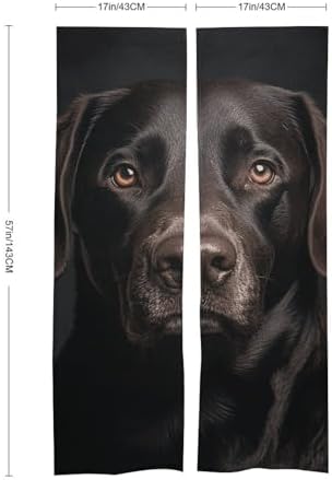 Black Lab Door Curtain Panel 17x57 Inch Split Door Privacy Divider