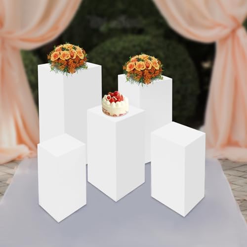 5 Piece Square Pedestal Stand Set for Wedding Displays
