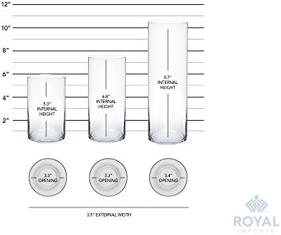 Royal Imports Glass Cylinder Vase Set of 3 - Candle Holder Floating Tealights