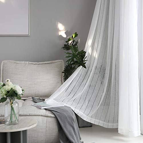 Home Brilliant Striped Semi Sheer Curtains 2 Panels 54x72