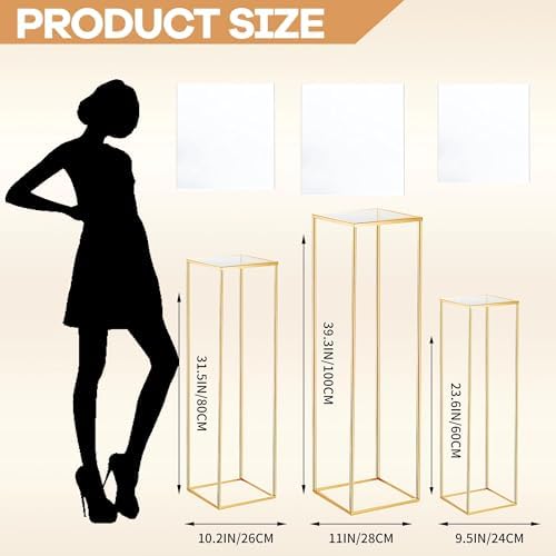 Kapaga 3pcs Gold Metal Plant Stand Display
