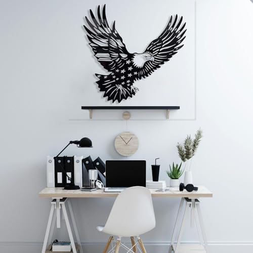 Patriotic Bald Eagle Flag Metal Wall Art Decor