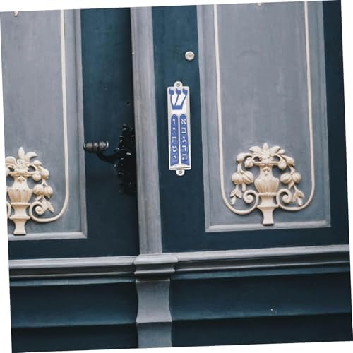 Jewish Mezuzah Door Blessing Scroll with Blue Enamel Design