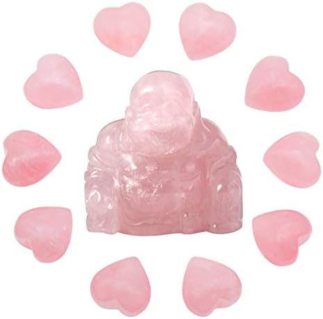 Rockcloud Healing Crystal Hearts and Happy Buddha Set