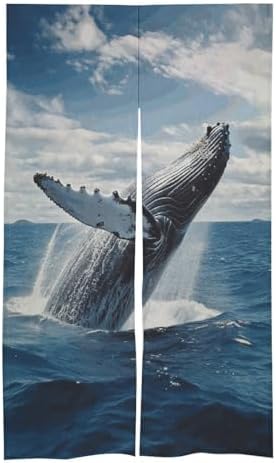 Whale Ocean Door Curtain Panel 17x57 Inch Blackout Privacy Divider