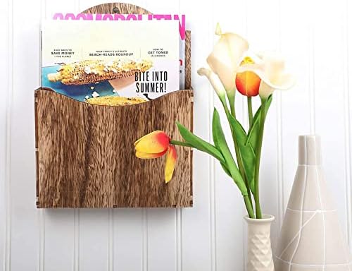 Juvale Rustic Wood Wall Magazine Holder 12 Inch