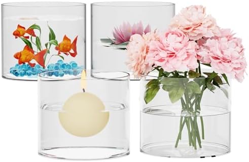 SUREHOME 4 Pack Clear Glass Cylinder Vases for Centerpieces