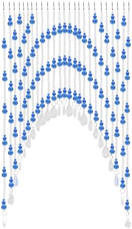 Blue Clear Arched Glass Beaded Curtain for Doorway and Windows