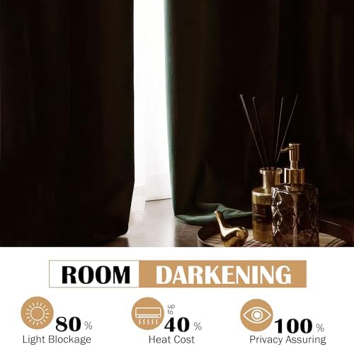 Beauoop Velvet Curtains 72 Inches Long 2 Panels Room Darkening