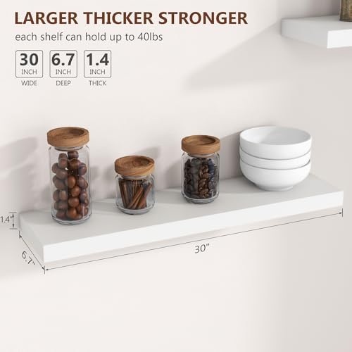Fuqing 30 Inch White Floating Shelves Set of 2