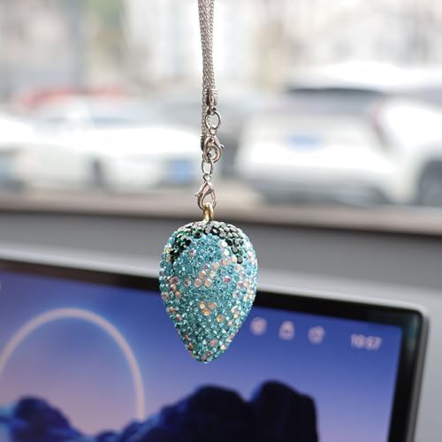 Sparkling Strawberry Car Charm with Crystal and Rhinestones